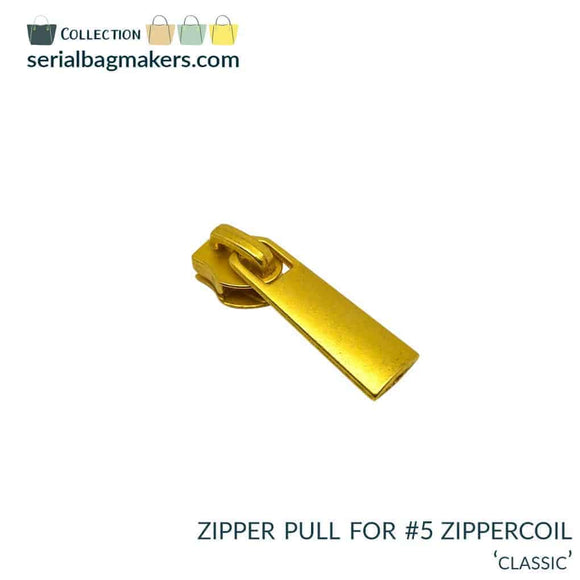 Serial Bagmakers #5 Zipper pulls  - Antique Gold