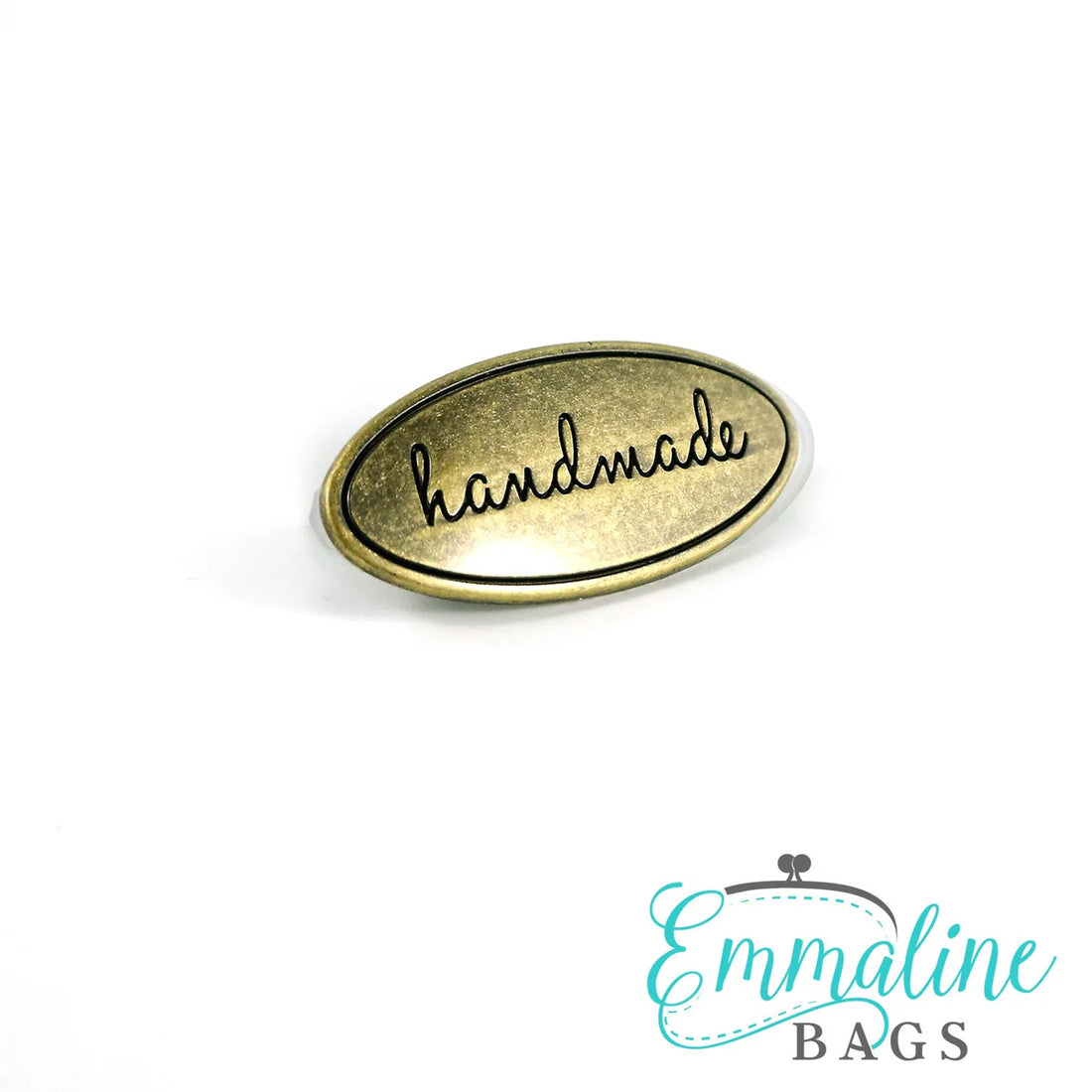 Metal Bag Label : Oval with &quot; Handmade &quot;