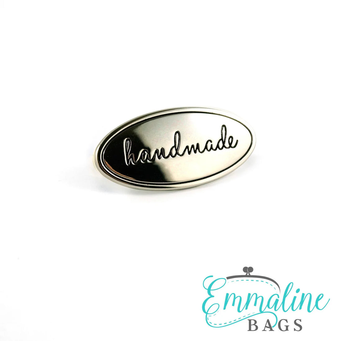 Metal Bag Label : Oval with &quot; Handmade &quot;