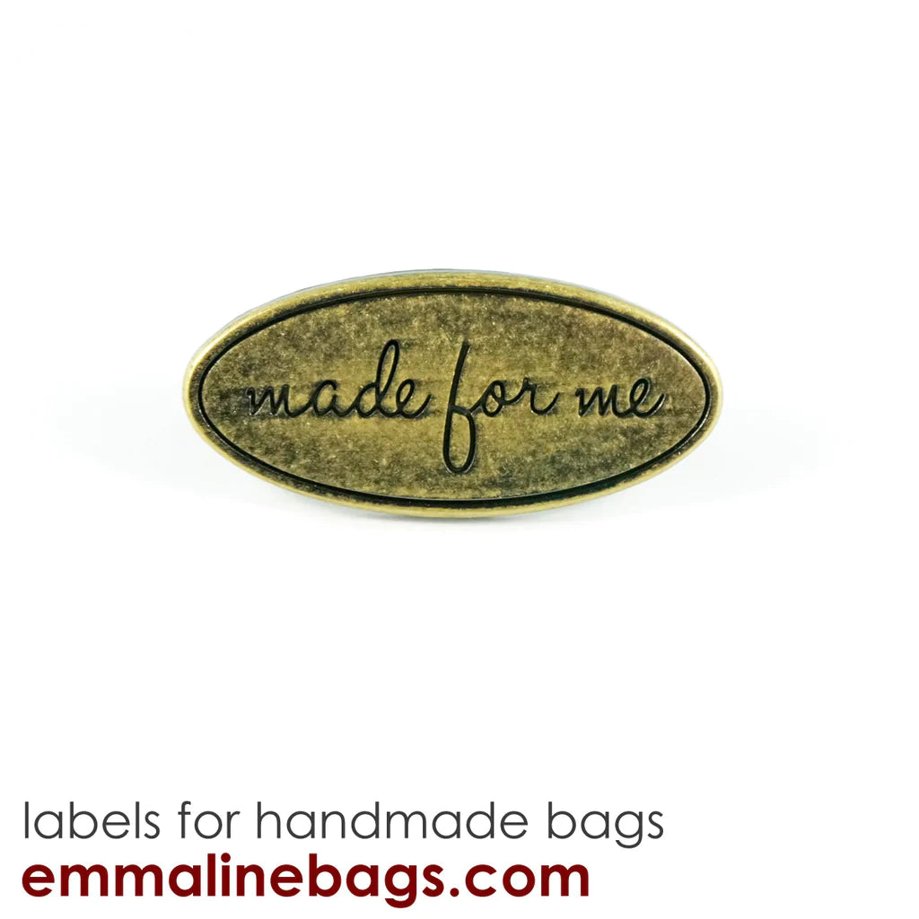 Metal Bag Label: Oval with &quot;Made for Me&quot;