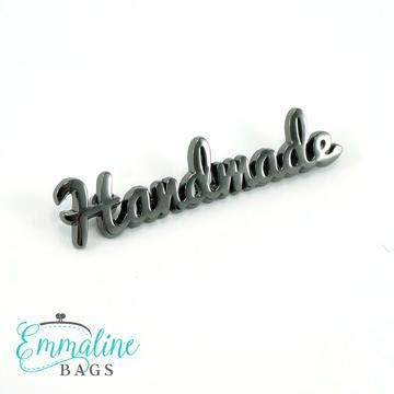 Metal Bag Label: Script Style &quot;HANDMADE&quot;