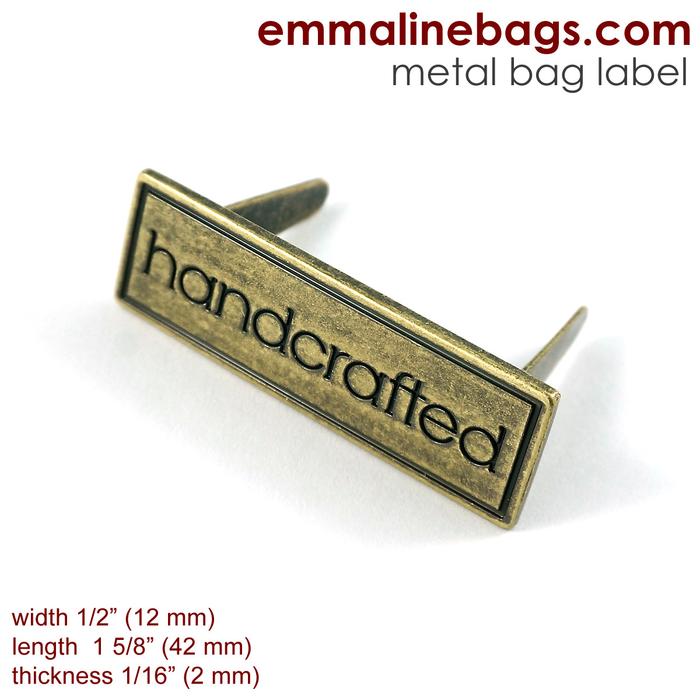 Metal Bag Label: &quot;HANDCRAFTED&quot; With Border